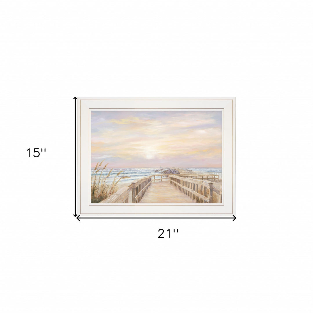 Ponce Inlet Jetty Sunrise 2 White Framed Print Wall Art