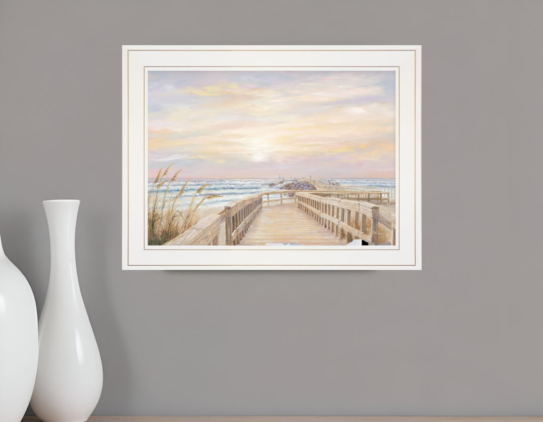 Ponce Inlet Jetty Sunrise 2 White Framed Print Wall Art