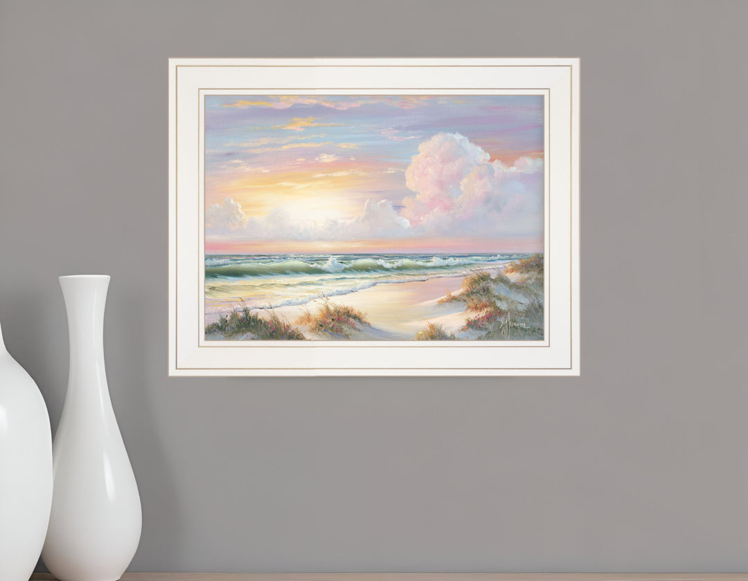 Golden Sunset on Crystal Cove 1 White Framed Print Wall Art