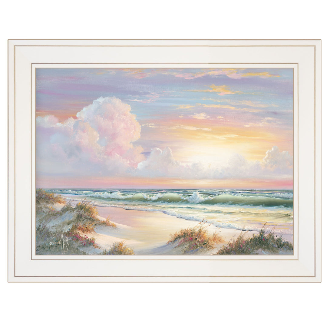 Golden Sunset on Crystal Cove 1 White Framed Print Wall Art