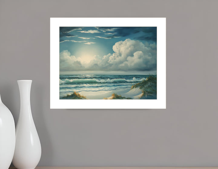 Moon Glow 1 White Framed Print Wall Art