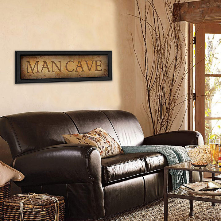 Man Cave 2 Black Framed Print Wall Art