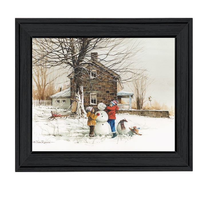 The Joy of Snow 1 Black Framed Print Wall Art