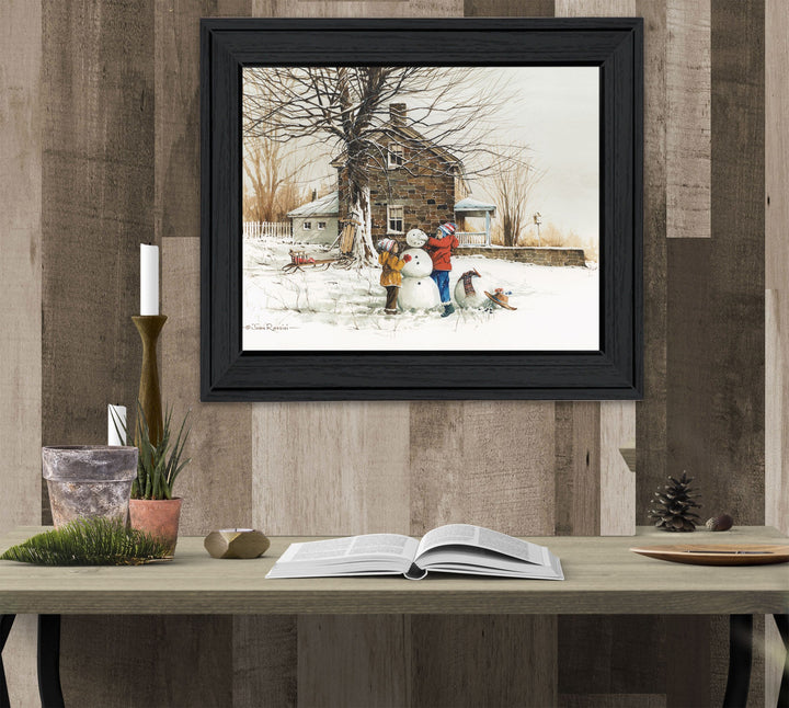 The Joy of Snow 1 Black Framed Print Wall Art