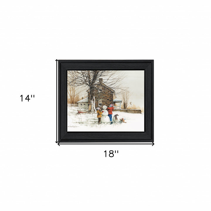 The Joy of Snow 1 Black Framed Print Wall Art