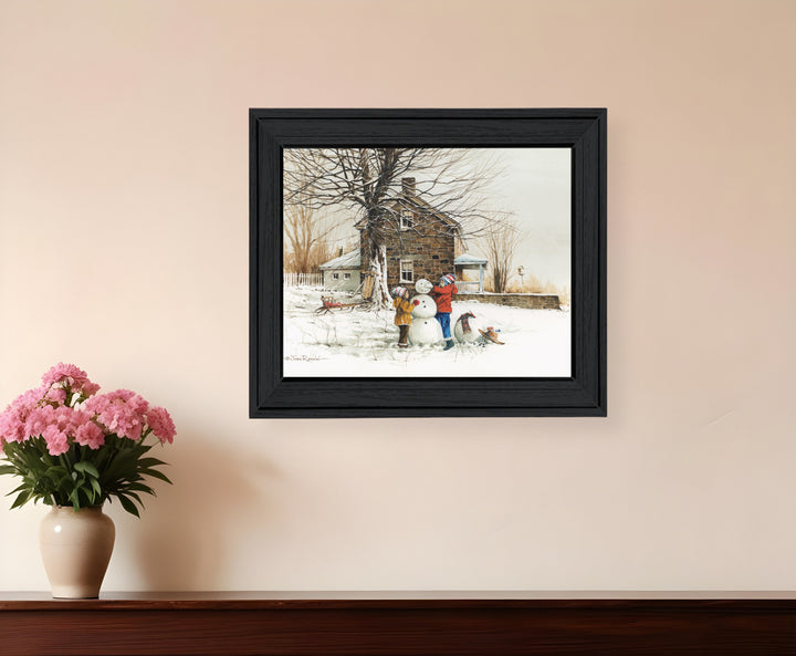 The Joy of Snow 1 Black Framed Print Wall Art