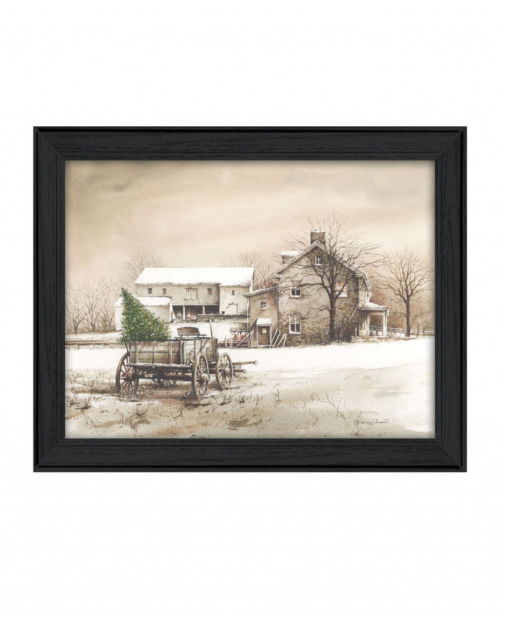 Bringing Home the Tree 1 Black Framed Print Wall Art