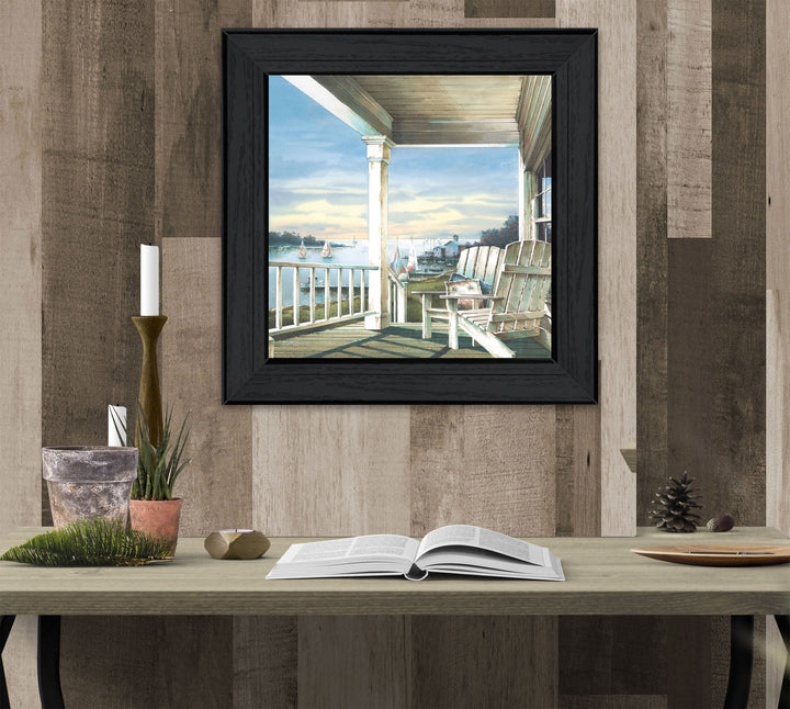 Front Porch Coastal Sunset Black Framed Print Wall Art