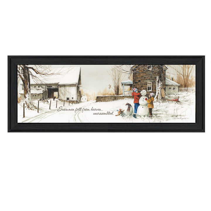 Snowmen from Heaven 1 Black Framed Print Wall Art