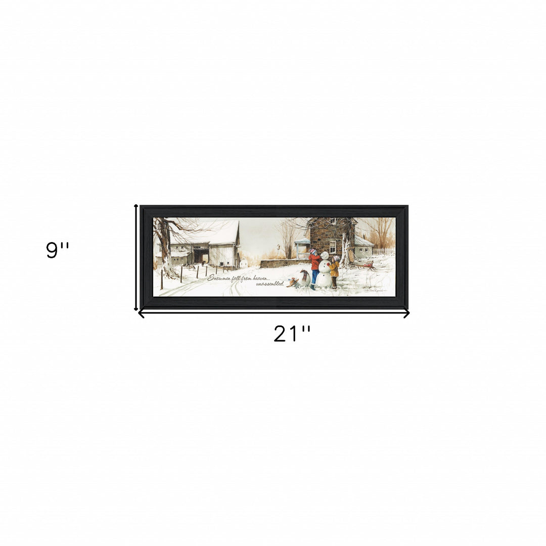 Snowmen from Heaven 1 Black Framed Print Wall Art