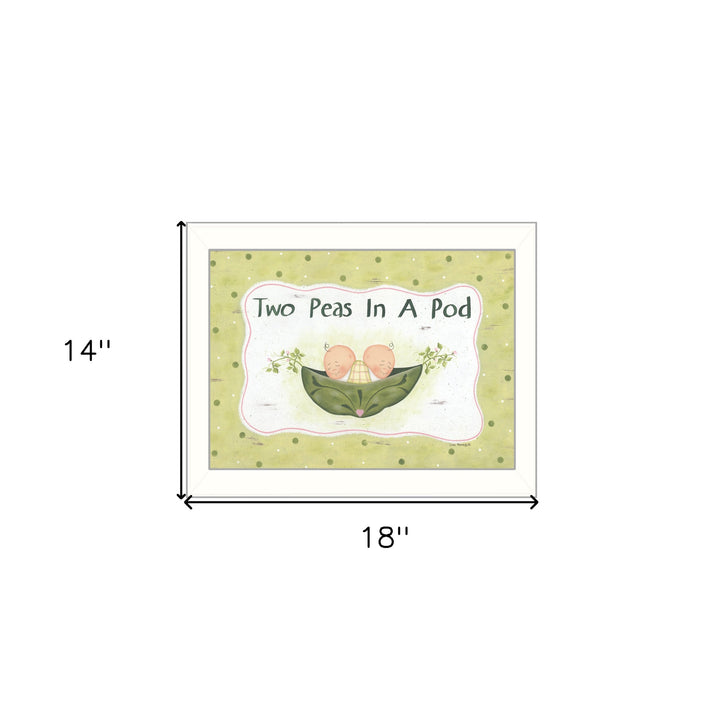 Two Peas in a Pod White Framed Print Wall Art