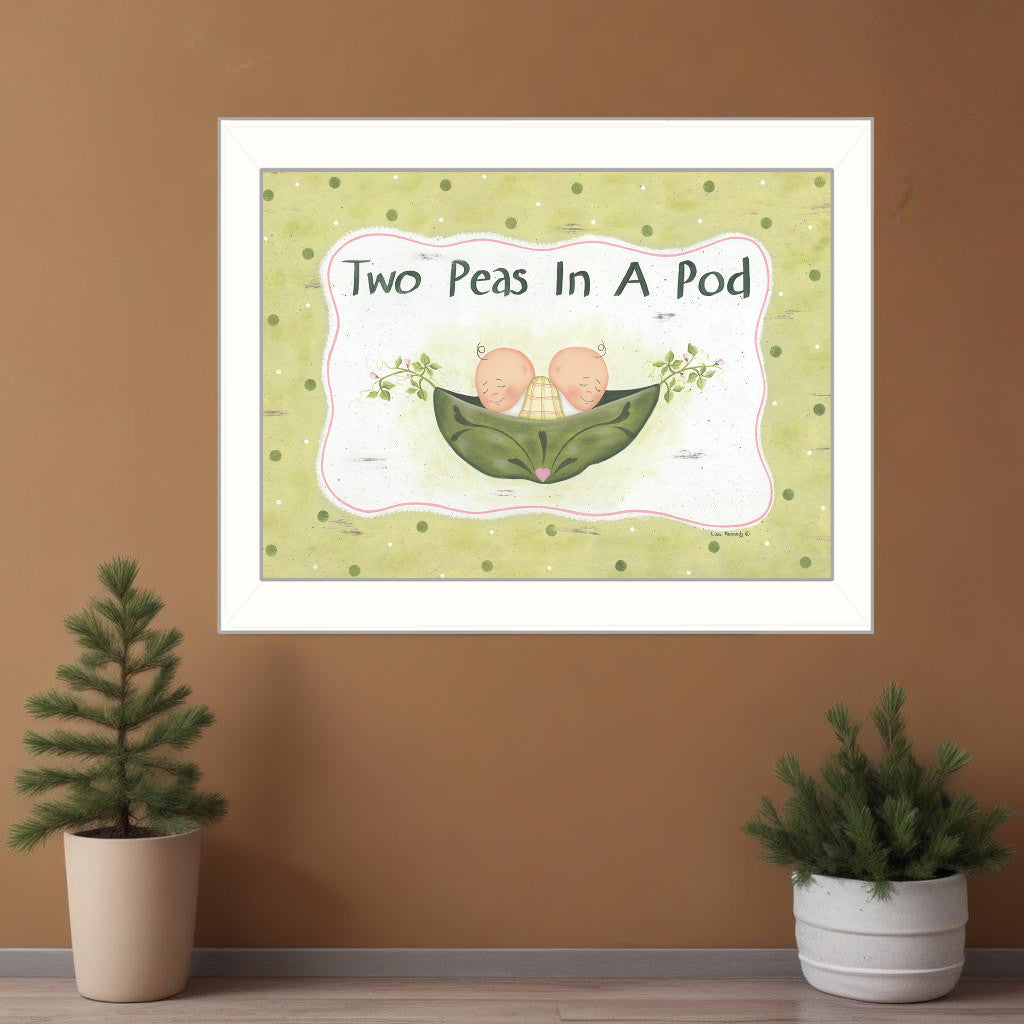 Two Peas in a Pod White Framed Print Wall Art