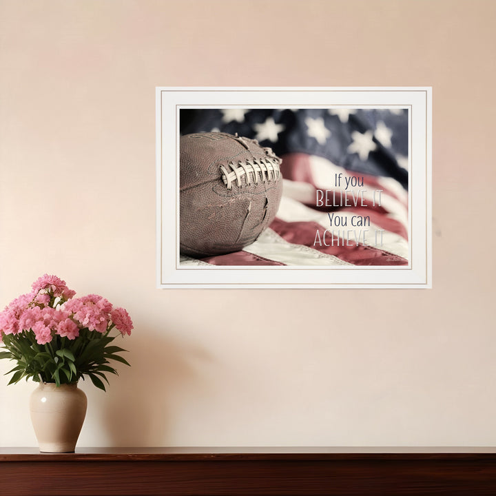 Football Believe It 1 White Framed Print Wall Art