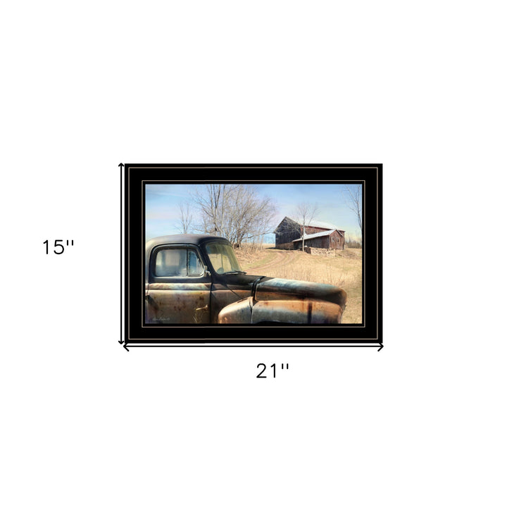 Vintage Farm Trucks 2 Black Framed Print Wall Art