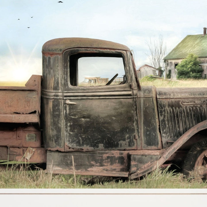 Vintage Farm Trucks I 1 White Framed Print Wall Art