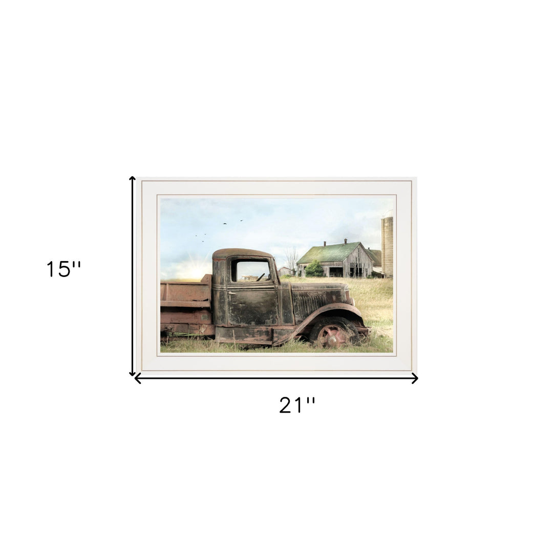 Vintage Farm Trucks I 1 White Framed Print Wall Art