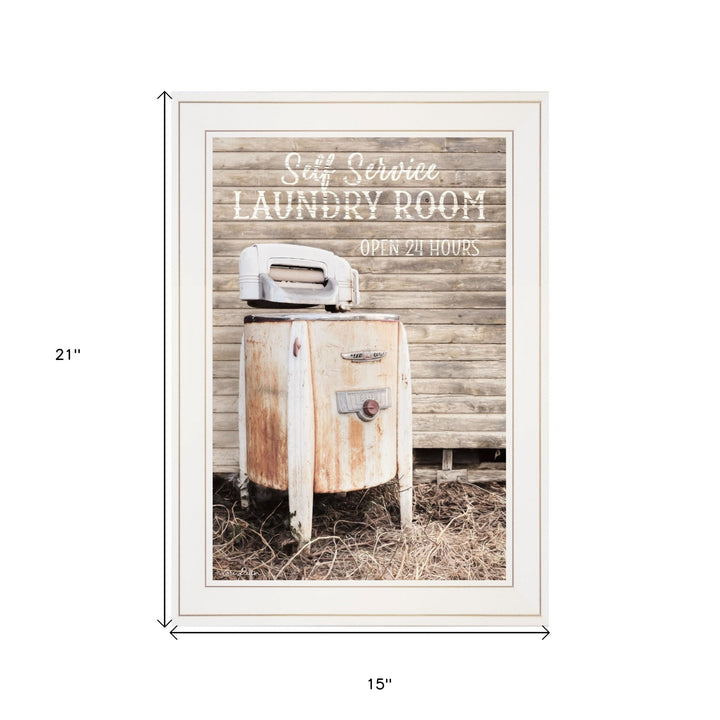 Laundry Room 1 White Framed Print Bathroom Wall Art