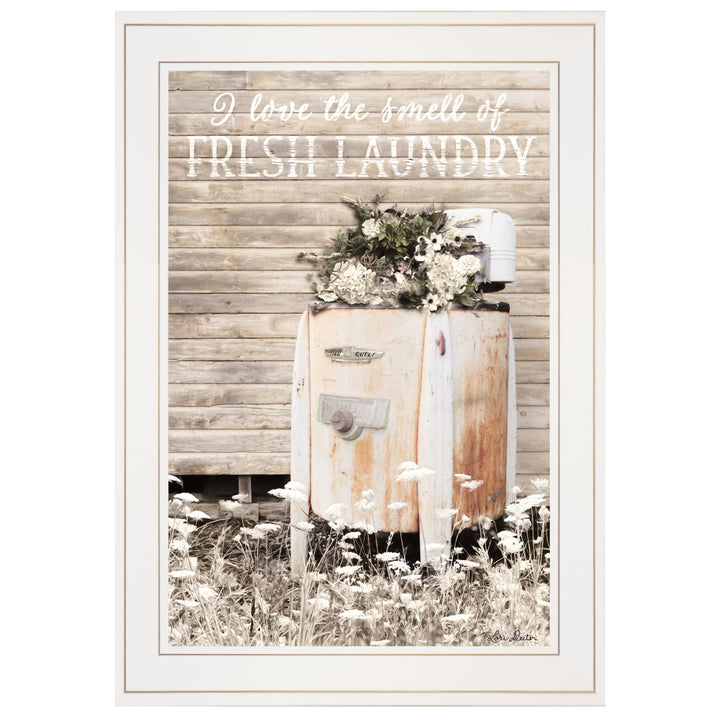 Fresh Laundry 1 White Framed Print Bathroom Wall Art