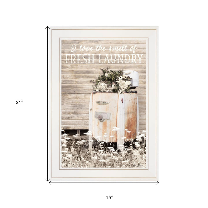 Fresh Laundry 1 White Framed Print Bathroom Wall Art