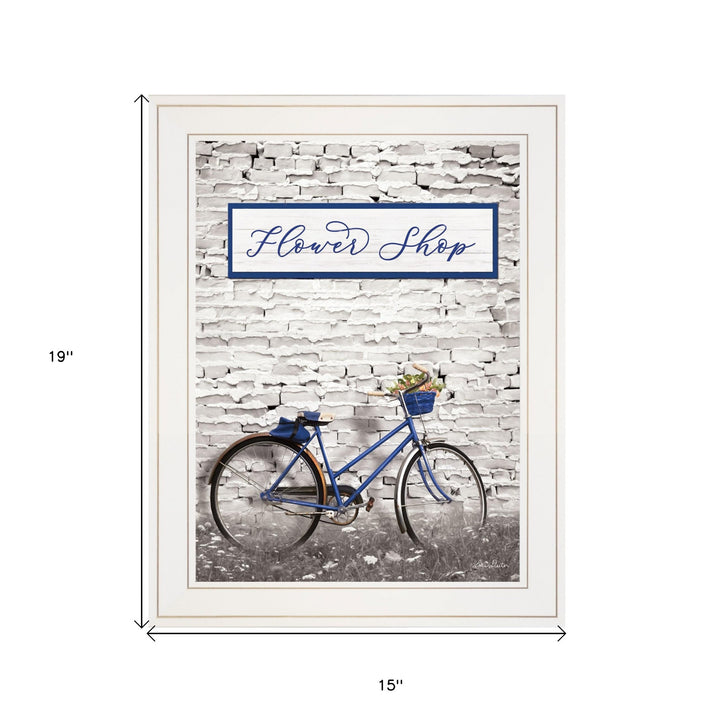 Flower Shop Bicycle 1 White Framed Print Wall Art