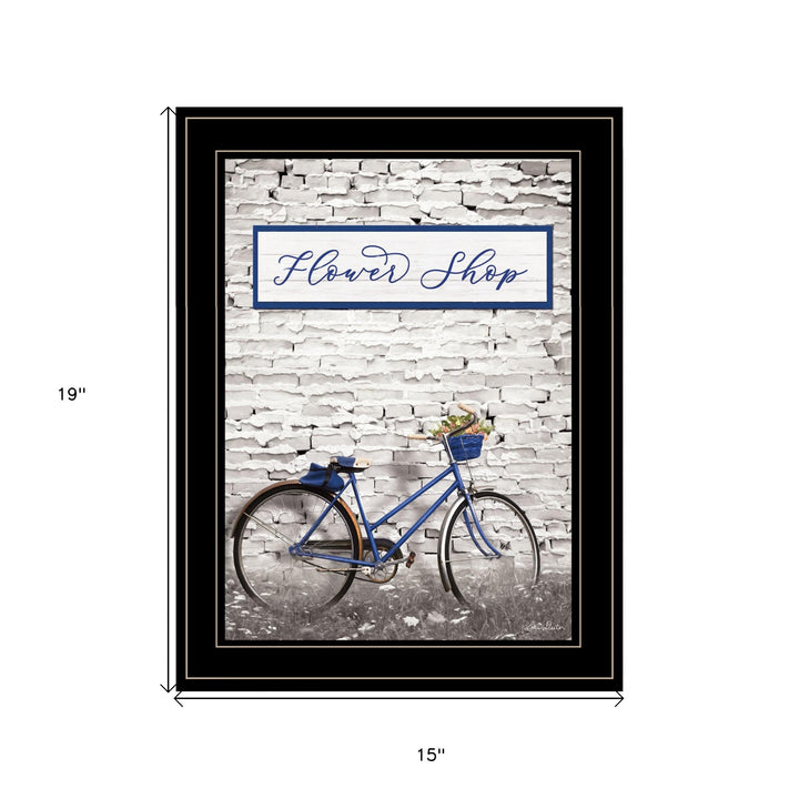 Flower Shop Bicycle 2 Black Framed Print Wall Art