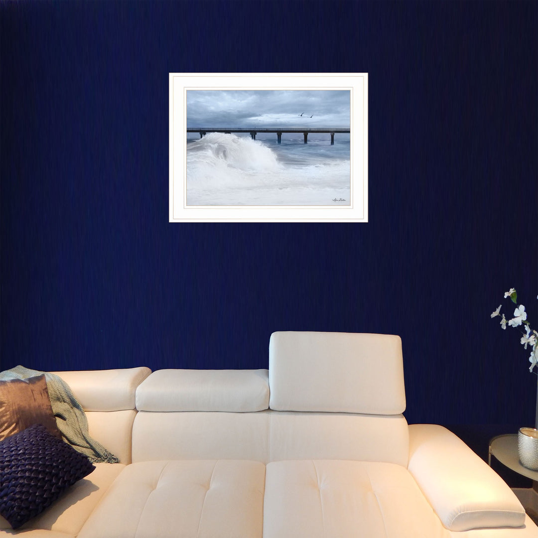 Blue Waves 1 White Framed Print Wall Art