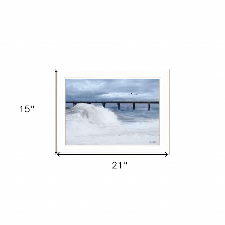 Blue Waves 1 White Framed Print Wall Art