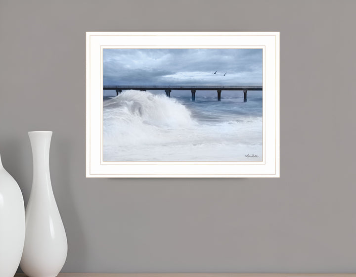 Blue Waves 1 White Framed Print Wall Art