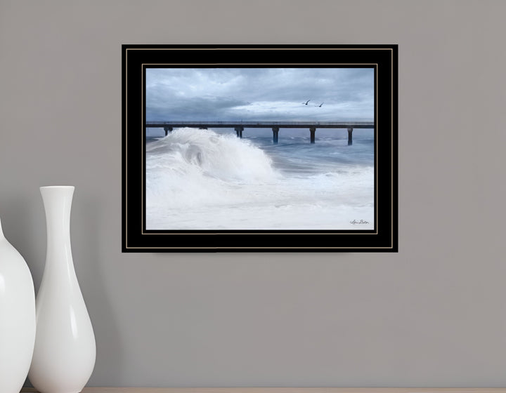 Blue Waves 2 Black Framed Print Wall Art