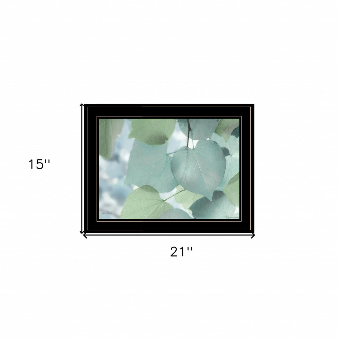 Aqua Leaves 2 Black Framed Print Wall Art