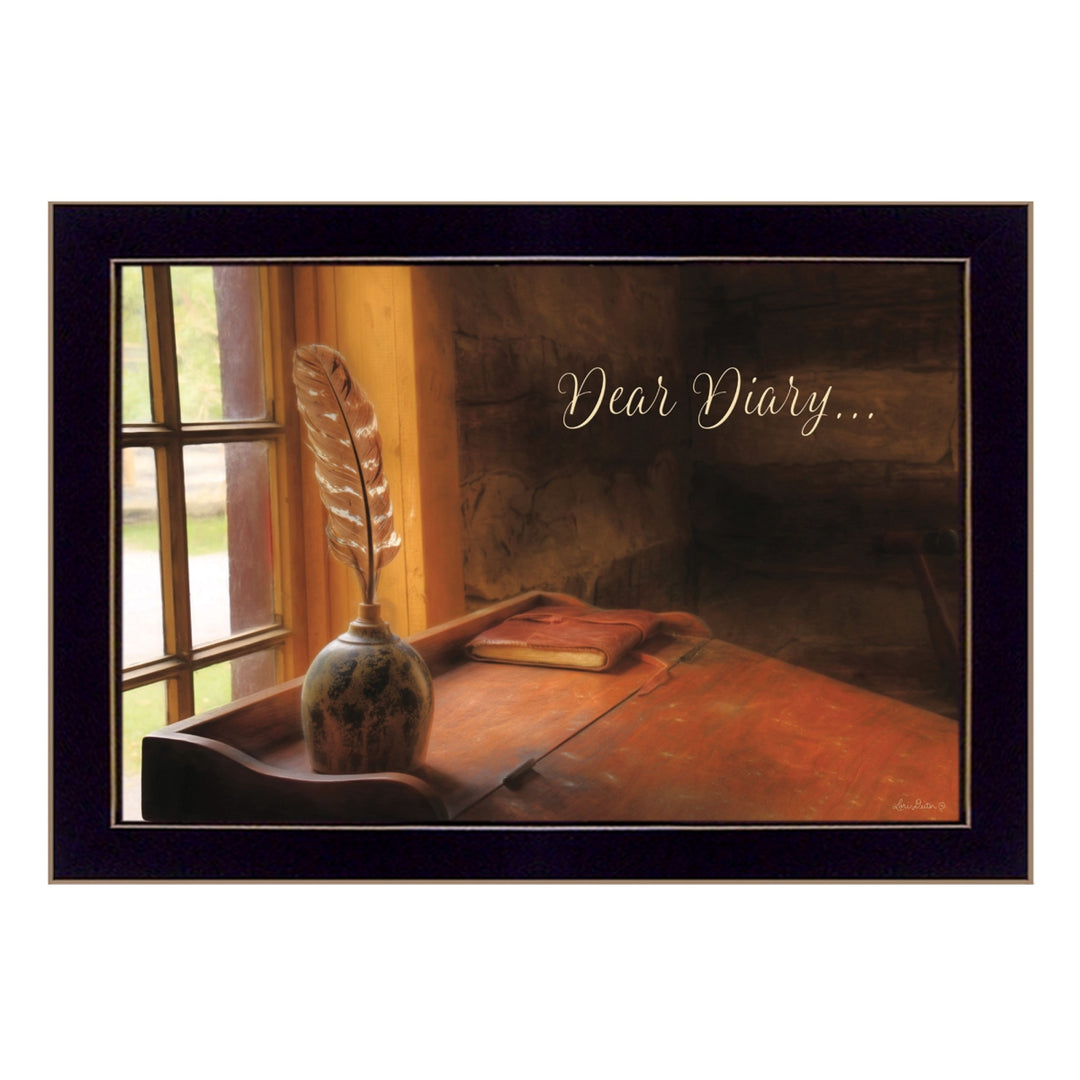 Dear Diary Black Framed Print Wall Art