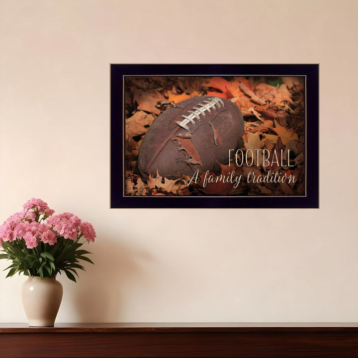 Football A Family Tradition Black Framed Print Wall Art