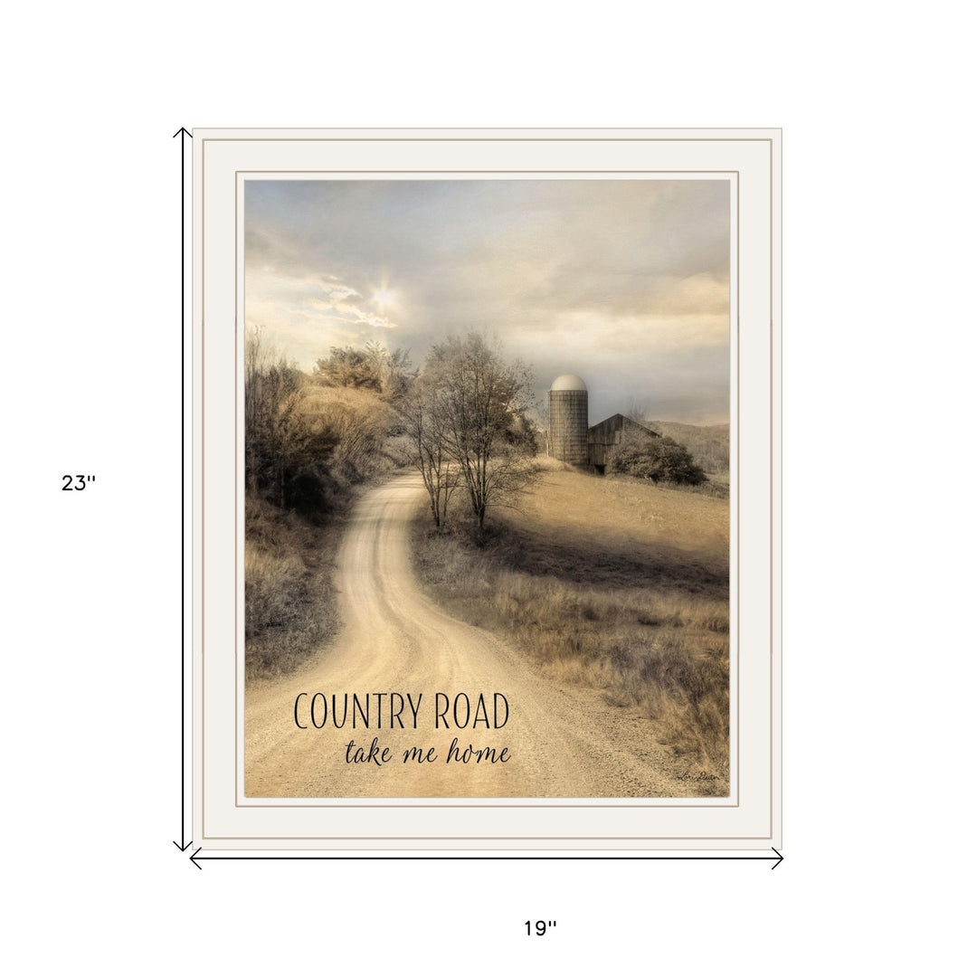 Country Road Take Me 1 White Framed Print Wall Art