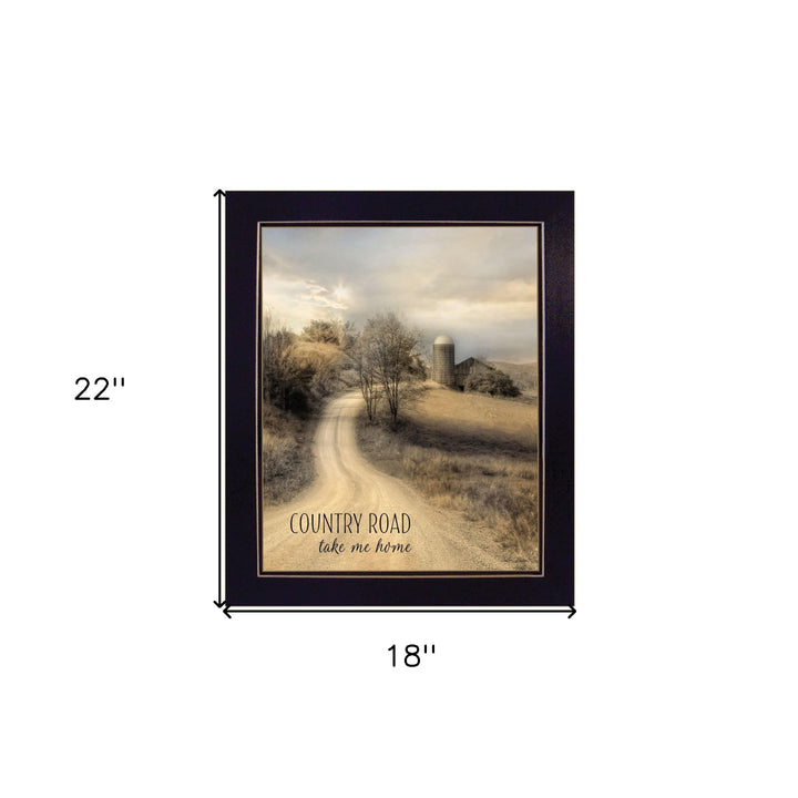 Country Road Take Me 2 Black Framed Print Wall Art