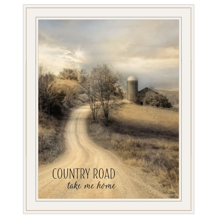 Country Road Take Me Home 1 White Framed Print Wall Art