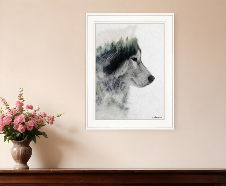 Wolf Stare 1 White Framed Print Wall Art