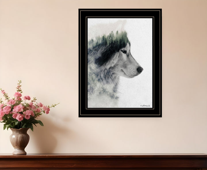 Wolf Stare 2 Black Framed Print Wall Art