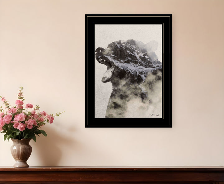 Bear Fog 2 Black Framed Print Wall Art