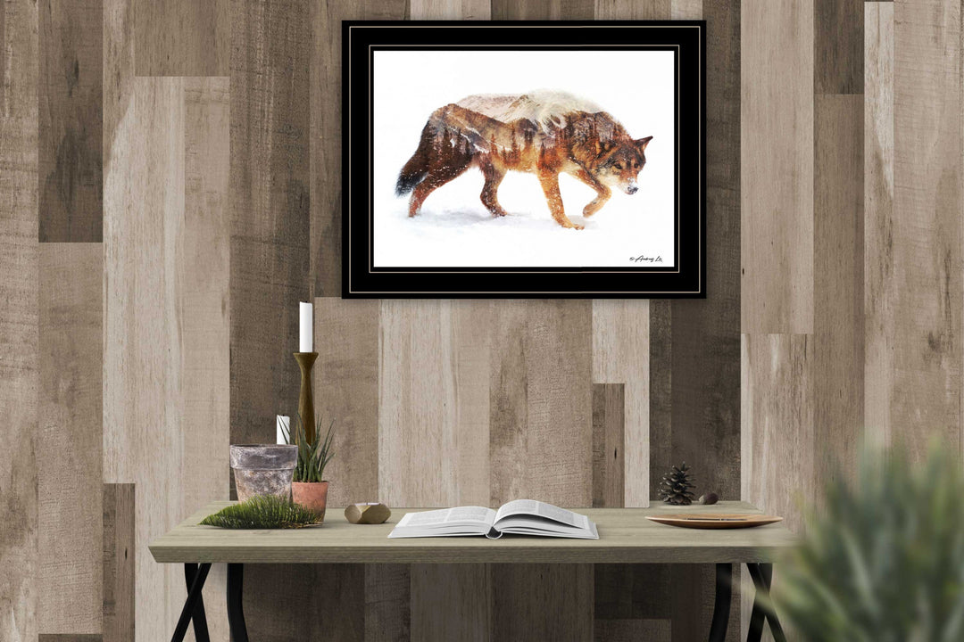 Arctic Wolf 2 Black Framed Print Wall Art