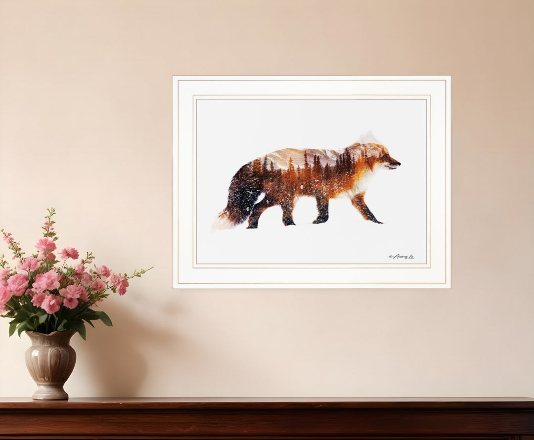 Arctic Red Fox 1 White Framed Print Wall Art