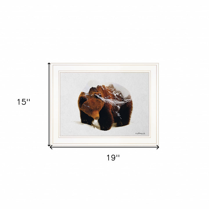 Bear in the Mountains 1 White Framed Print Wall Art