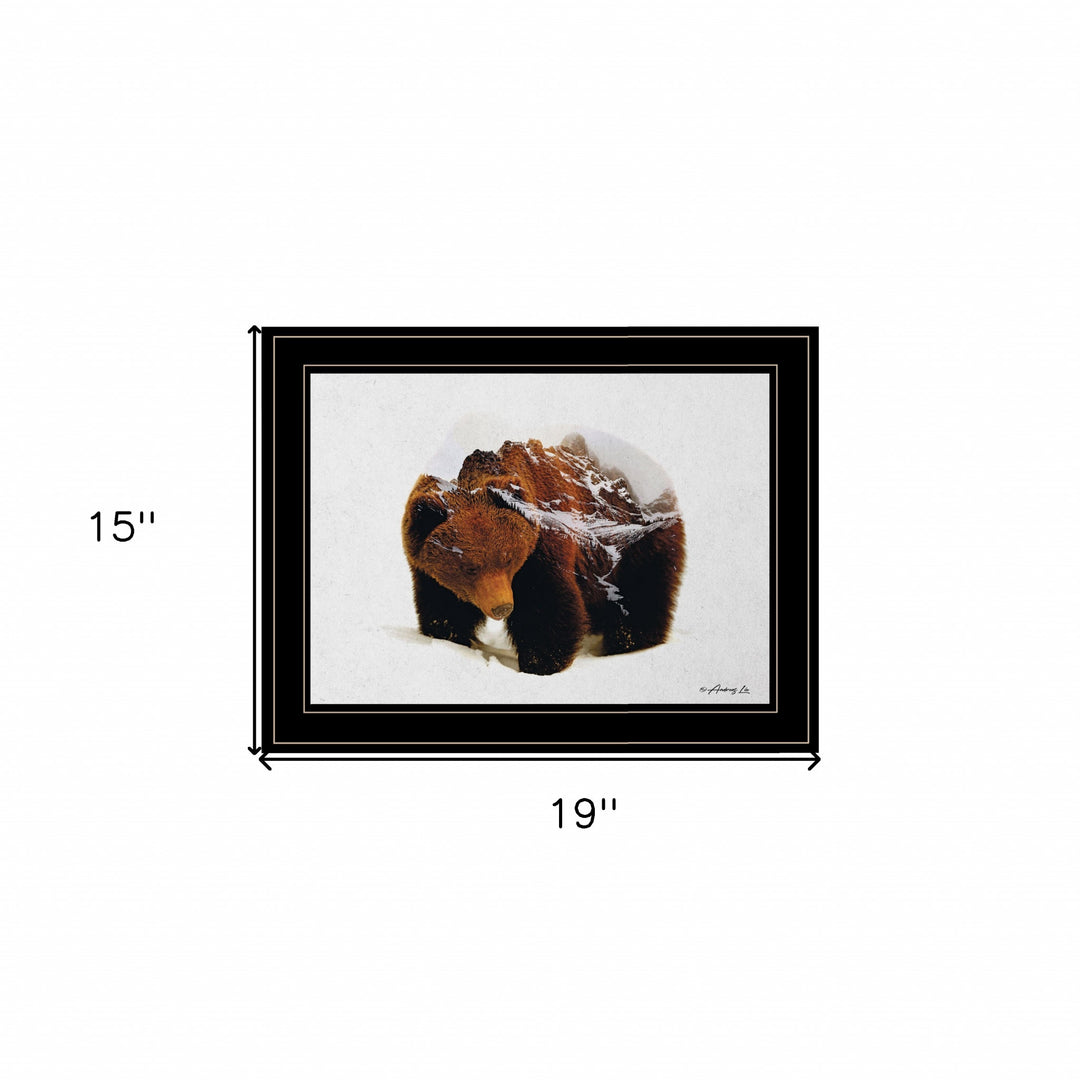 Bear in the Mountains 2 Black Framed Print Wall Art