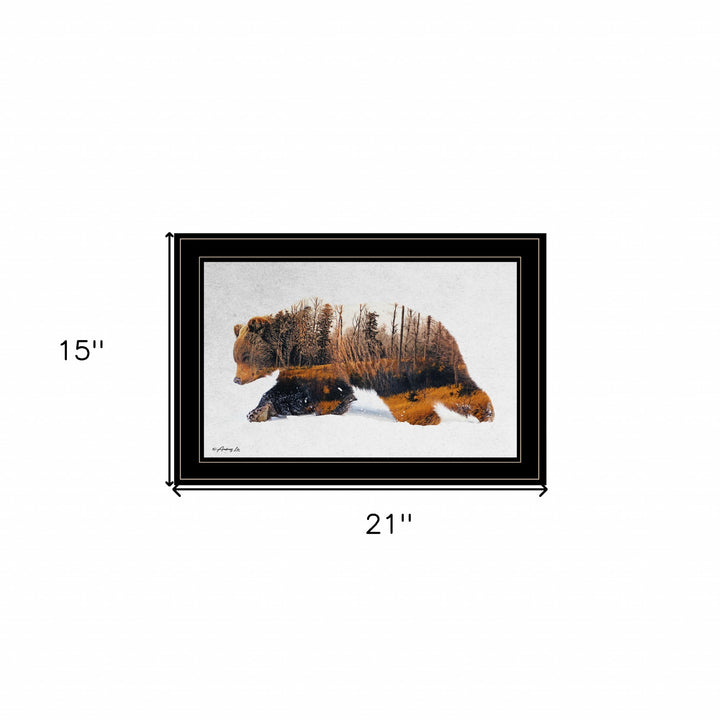 Traveling Bear 2 Black Framed Print Wall Art