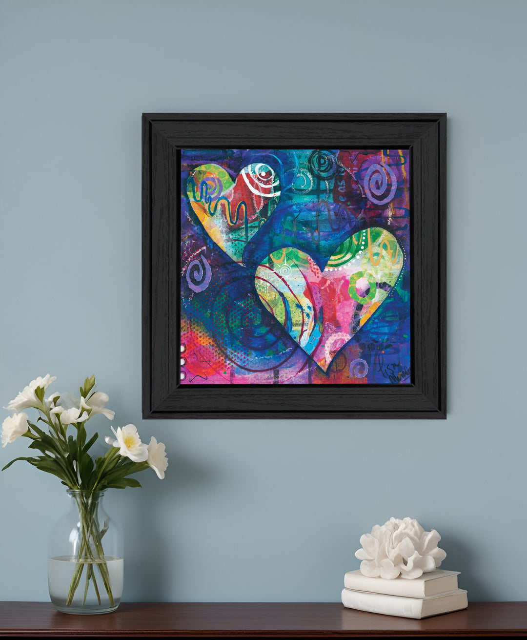 Hearts Black Framed Print Wall Art