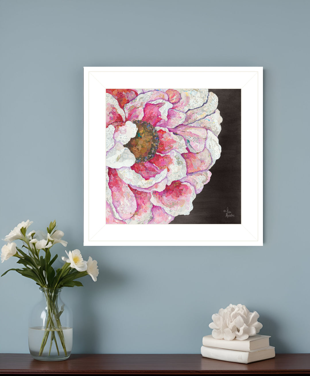 Blooms on Black I 1 White Framed Print Wall Art