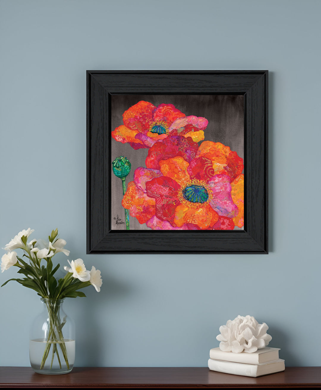 Blooms on Black II 2 Black Framed Print Wall Art