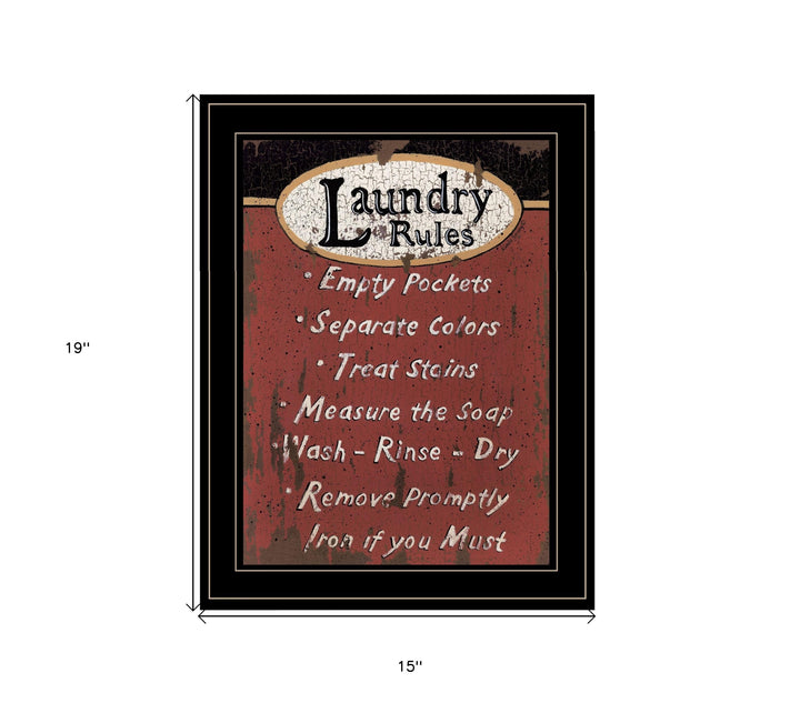 Laundry Rules 4 Black Framed Print Bathroom Wall Art