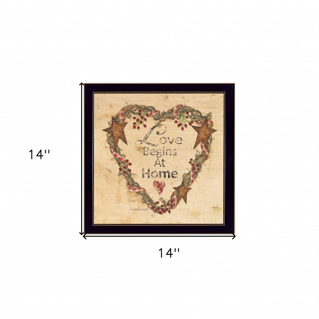 Love Begins at Home 1 Black Framed Print Wall Art