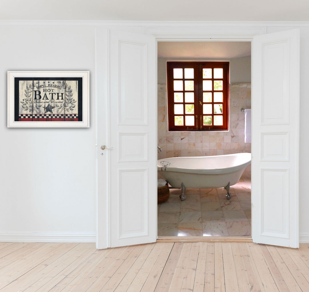 Hot Bath 13 White Framed Print Bathroom Wall Art