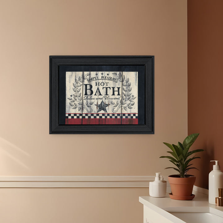 Hot Bath 2 Black Framed Print Bathroom Wall Art